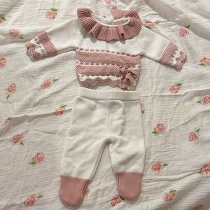 White  & Blush Knit Kids Matching Set